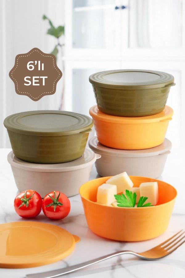 Lıuwa 6Lı Saklama Kabı Seti,Çerezlik.Mama Kabı,Piknik Kabı - Image 1
