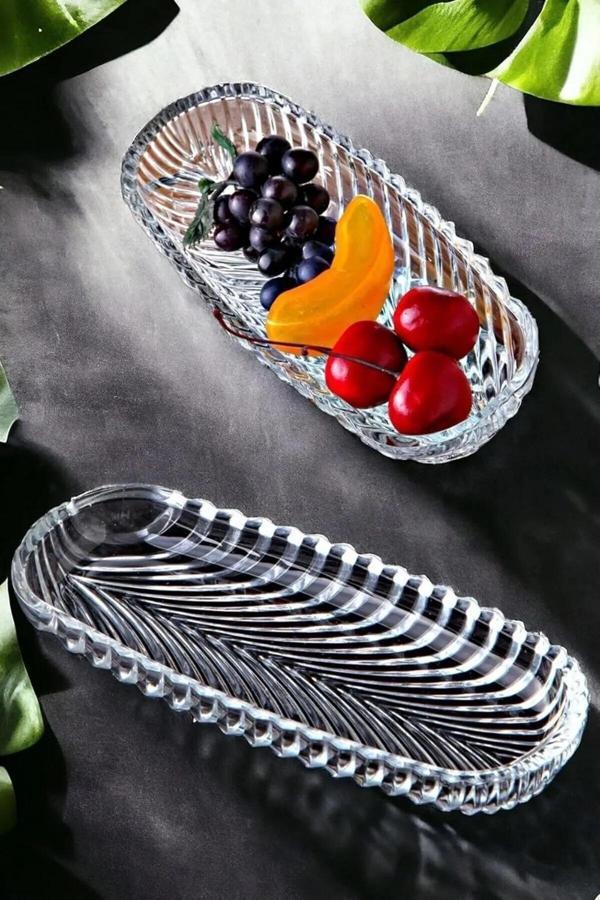 Online Kapında Balık Sırtı Cam Kayık Tabak Sunumluk 2 Adet 18 Cm Sunum Ve Kahvaltı Tabağı - Image 1