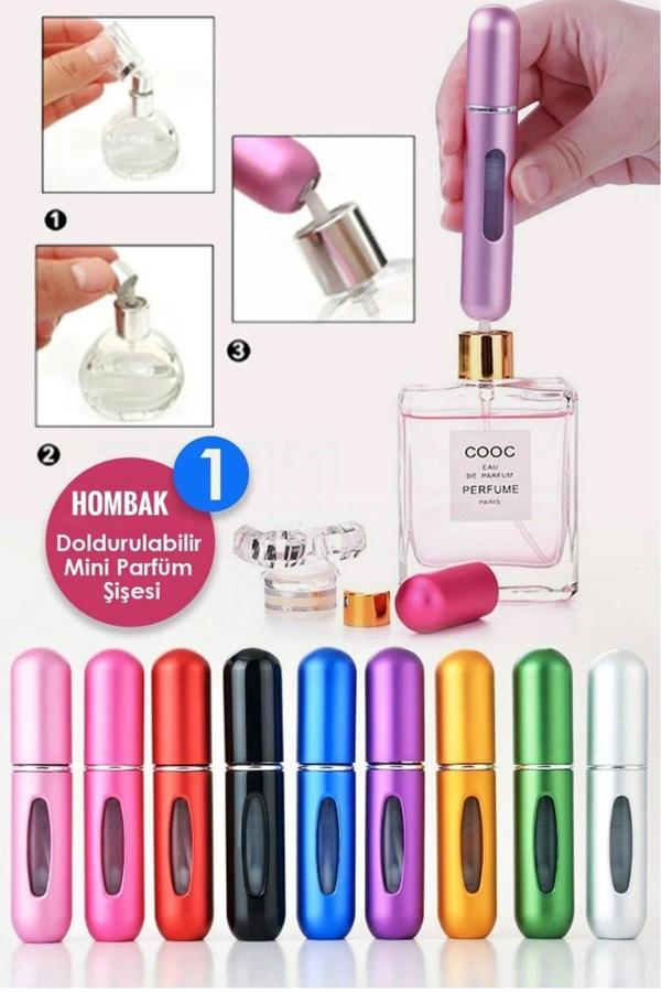 Hombak 1Adet Taşınabilir Mini Doldurmalı Parfüm Şisesi Cep Parfümü Seyahat Tipi Çanta İçi 5 Ml - Image 1