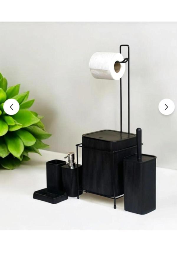 Online Kapında 6Parça Banyo Seti Metalstantlı Çöp Kovalı Wc Kağıtlık Tuvaletfırçası Katı Sıvısabunlu - Image 1