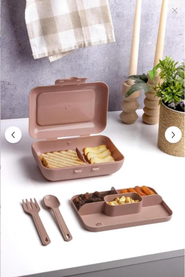 Online Kapında Lüks Pudra Lunch Box 2 Katlı 5 Bölmeli Kendinden Çatal Kaşıklı Beslenme Kutusu - Image 1