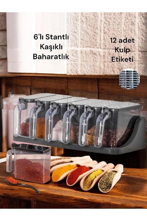 Online Kapında 6 Lı Standlı Kendinden Yapışkanlı Baharatlık - Image 1
