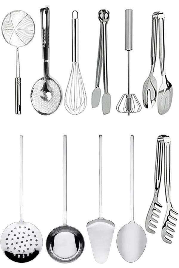 Online Kapında 11 Parça Sunum Hazırlama Spatula, Kepçe, Kevgir, Yemek Hazırlama Seti, Servis Maşa - Image 1