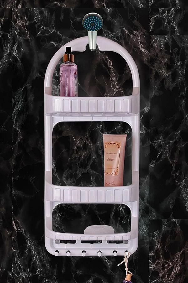 Online Kapında Lüks 3 Raflı Yapışkanlı Şampuanlık Banyo Şampuan Rafı Beyaz Banyo Düzenleyici - Image 1