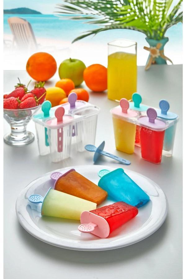 Kaşbaşı Home 10X14 Cm Sağlıklı Dondurma Yapma Kalıbı | 4'Lü Dondurma Ve Meybuz Kalıbı Çok Renkli - Image 1