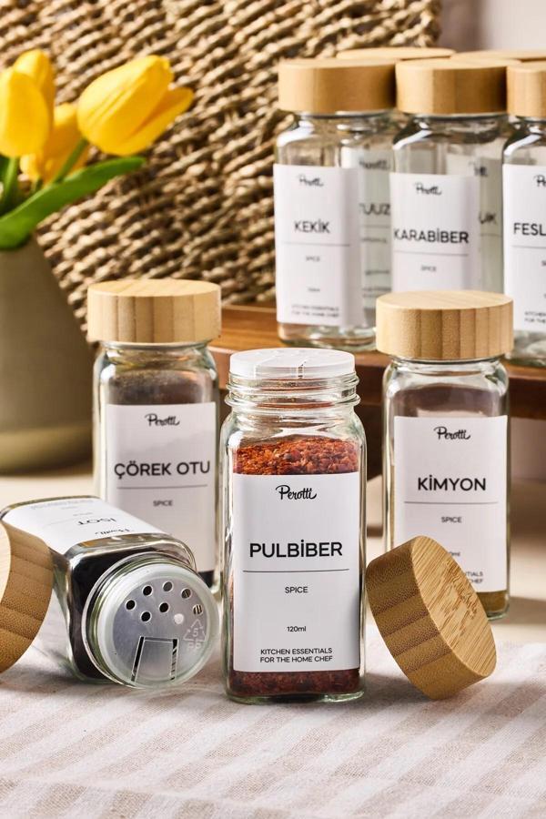 Online Kapında Luks6'Lı Baharatlık Baharat Kavanozu Bambu Kapaklı Kavanoz Serpme Başlıklı Baharatlık - Image 1