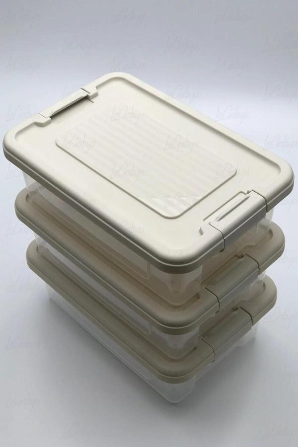 Online Kapında Lüks 3'Lü Set Kilitli Saklama Kabı Seti Erzak Meyve Sebze Saklama Hava Almaz Kapaklı(0,80Lt) Renkli - Image 1