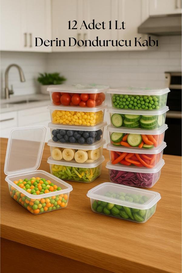 12’li Derin Dondurucu Saklama Kabı & Organizeri 1 lt 12,5x19,5x5,5 cm - Image 1
