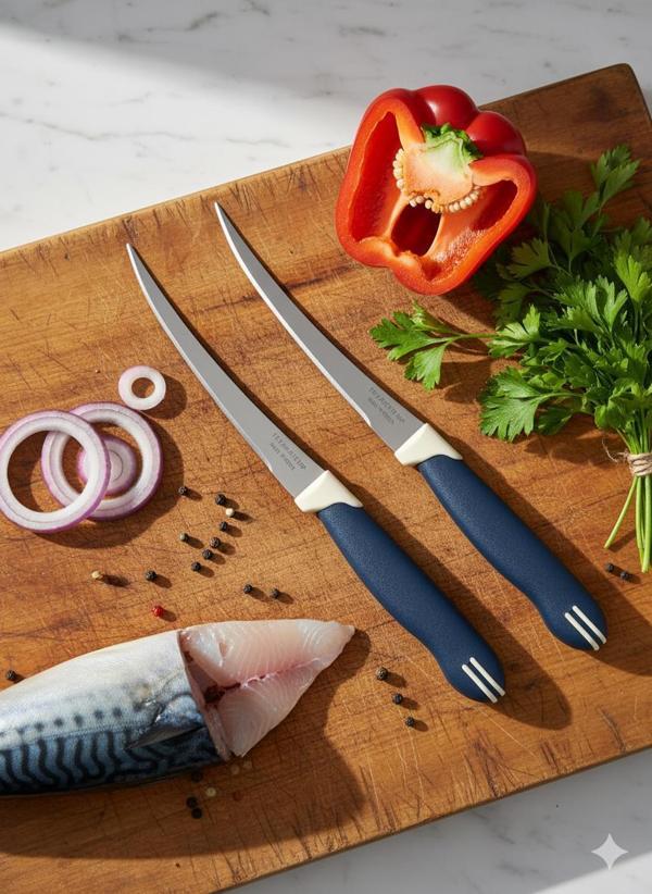 Tramontina 2’li Uzun Kıvrık Bıçak Seti Paslanmaz Çelik Lacivert - Image 1