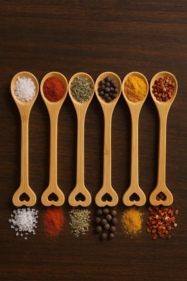 Ahşap Baharat Kaşığı Seti 6’lı 15 cm - Image 1