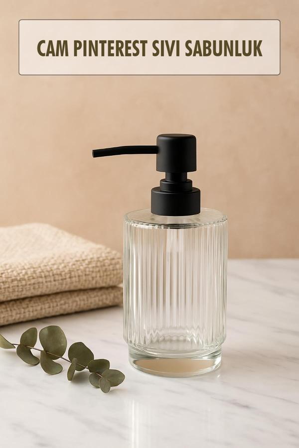 Cam Şeffaf Sıvı Sabunluk 200 ml Banyo Lavabo - Image 1