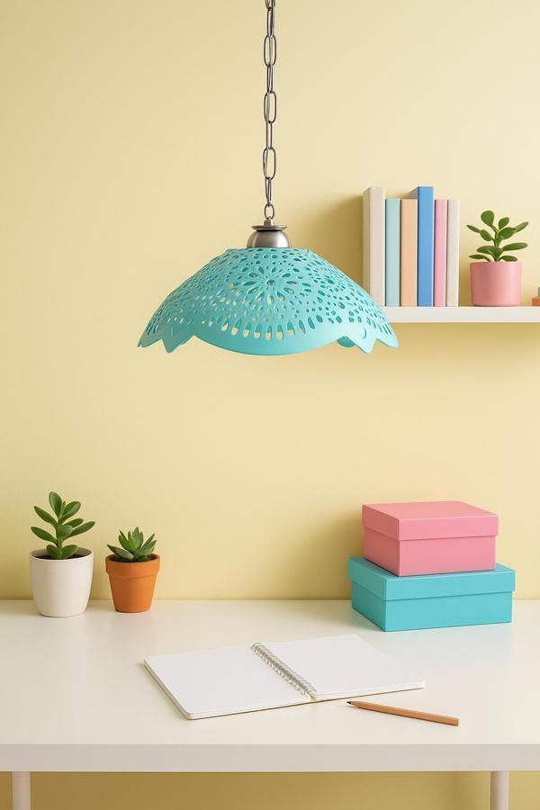 Turkuaz Akrilik Avize Soft Modern Aydınlatma 35x35x12 cm - Image 1