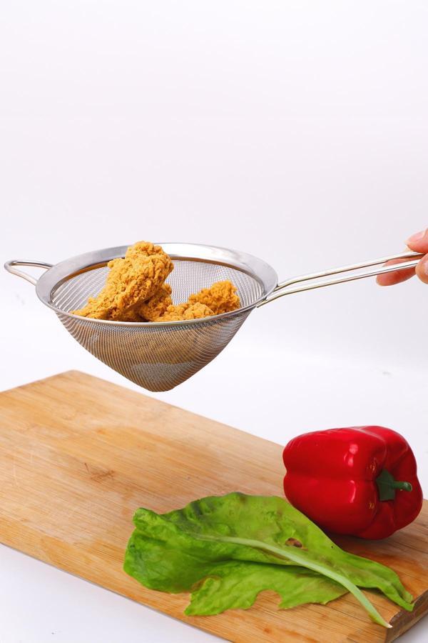 Saplı Tel Süzgeç 10 cm Paslanmaz Çelik Konik Mutfak Süzgeci - Image 1