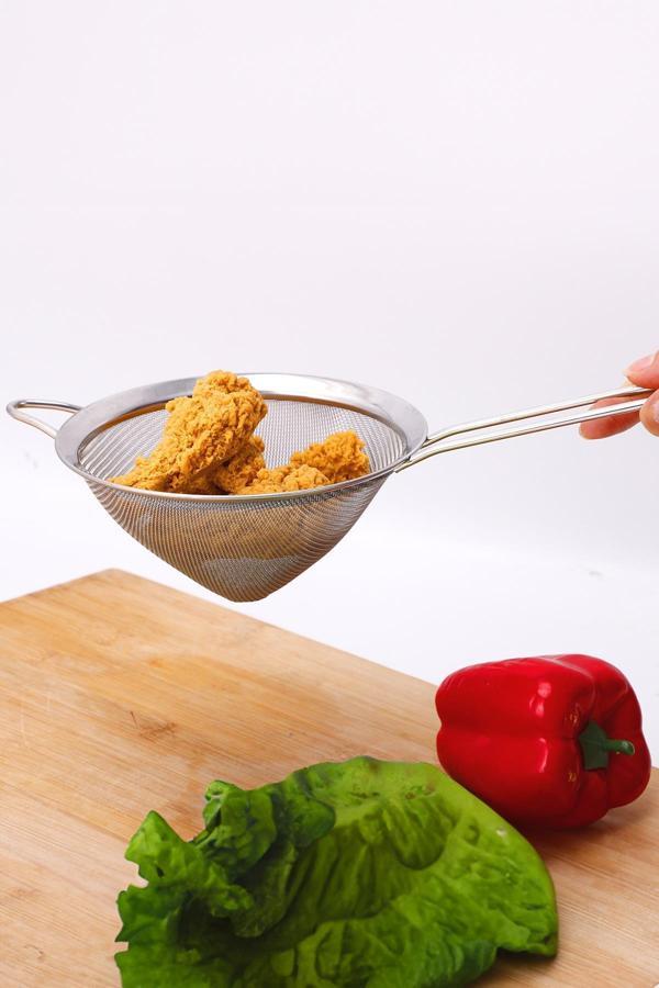 Saplı Tel Süzgeç 12 cm Paslanmaz Çelik Konik Mutfak Süzgeci - Image 1