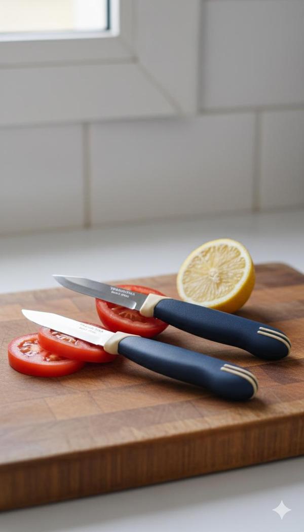 Tramontina 2’li Kısa Meyve Bıçağı Seti Paslanmaz Çelik Lacivert - Image 1