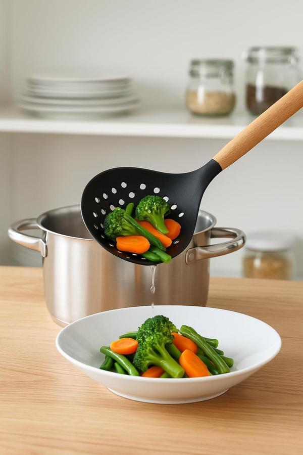 Bambu Saplı Siyah Silikon Kevgir 9×32×3 cm - Image 1