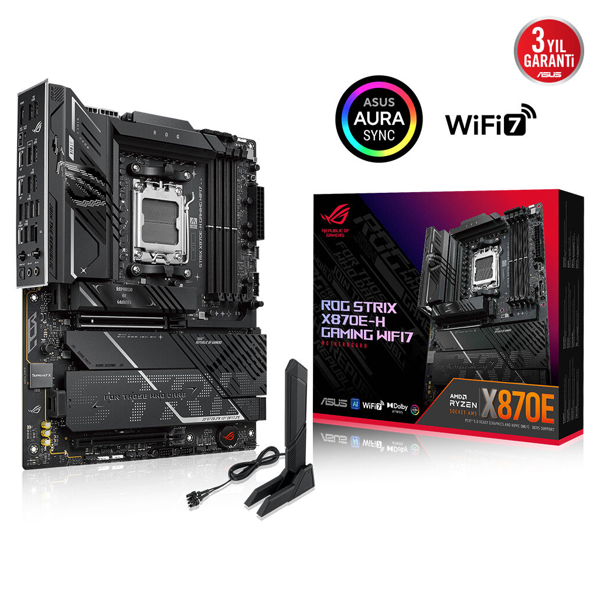 ASUS ROG STRIX X870E-H GAMING WIFI7, 4xDDR5, 4xM.2, DP, HDMI, Type-C, PCIe 5.0, Wi-Fi 7, Bluetooth v5.4, AM5 Soket GAMIN - Image 1