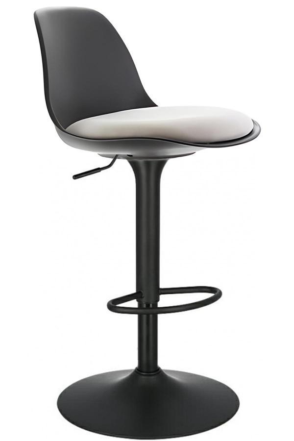 Bürocci Nadya Bar Sandalyesi - Beyaz Deri - Mat Siyah Ayaklı Yüksek Bar Taburesi - 9537Y0109 - Image 1