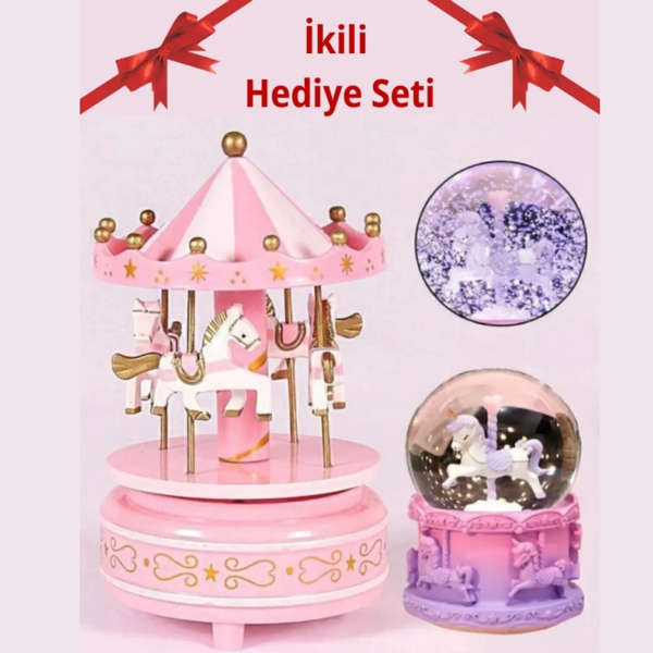 Mucit Home Unicorn Işıklı Orta Boy Kar Küresi Ve Müzikli Atlı Karınca - Image 1
