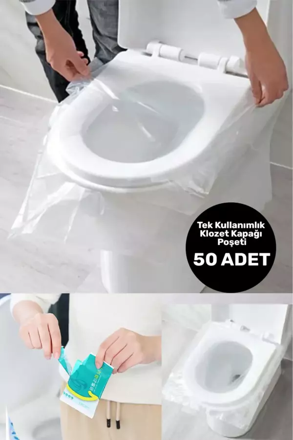 Mucit Home  Hijyenik Tek Kullanımlık Klozet Kapağı Poşeti Şeffaf Kapak Örtüsü Pratik Seyehat Restaurant - Image 1