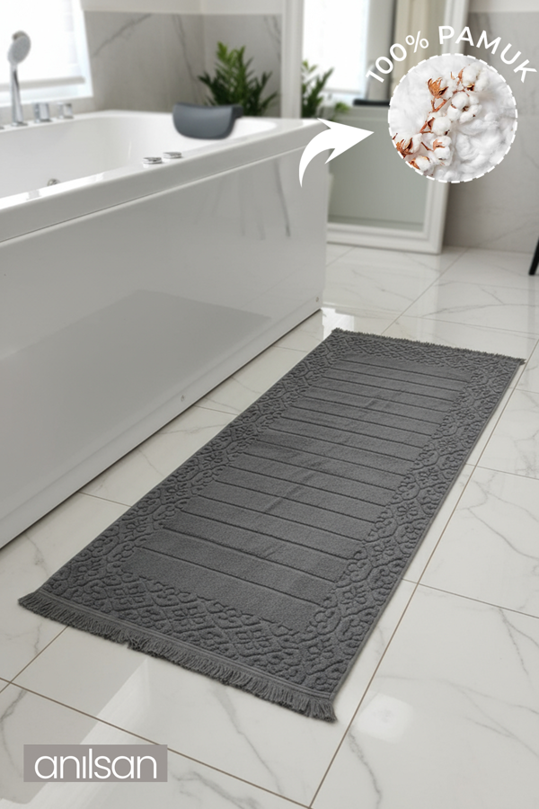 Aflora Antrasit Ayak Havlusu - 60x130Cm, 690Gr, %100 Pamuk, Spa Ve Otel Banyo Paspası, Günlük Kullanıma Uygun - Image 1