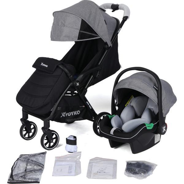 Wow Kabin Boy Tek Elle Kolay Katlanır Travel Bebek Arabası Autofold Grey Black - Image 1