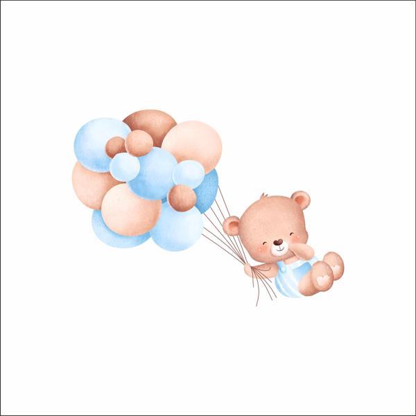 Balon Demetiyle Uçan Sevimli Ayıcık Duvar Stickerı - Image 1