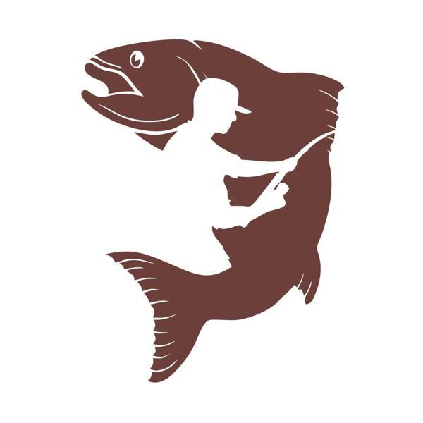 Balık ve Balıkçı Sticker 17x17 Cm Kahverengi - Image 1