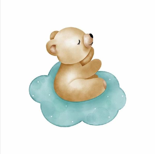 Bulut Üzerinde Uyuyan Ayıcık Duvar Stickerı - Image 1