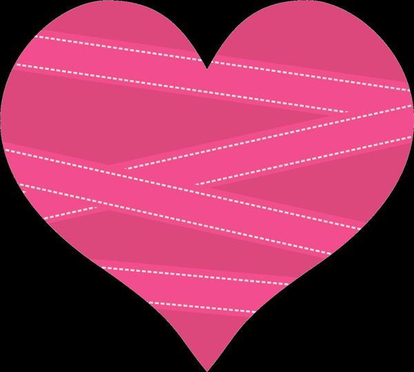 Çizgili Pembe Kalp Duvar Stickerı - Image 1