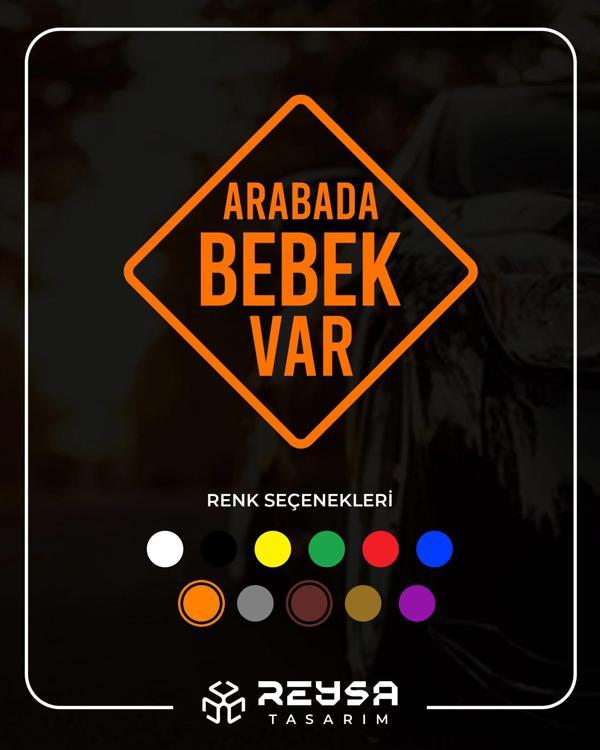 arabada Bebek Var Sticker 17x17 Cm Turuncu - Image 1