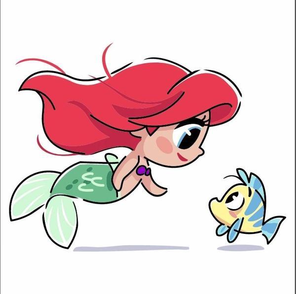 Ariel ve Flounder Masal Dünyası Stickerı - Image 1