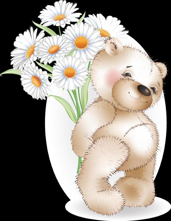 Daisy Çiçekli Ayıcık Duvar Stickerı - Image 1