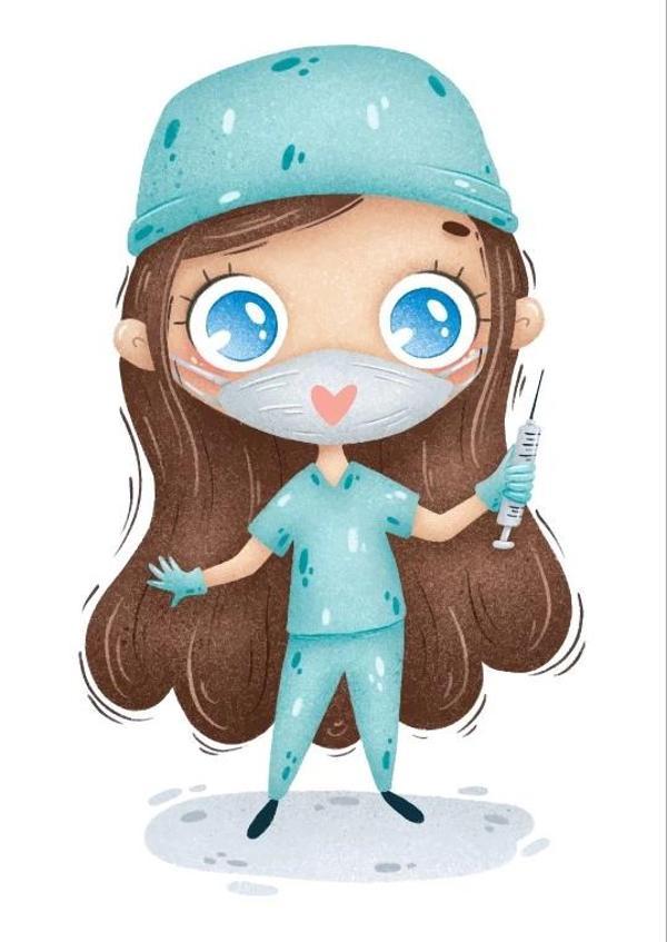 Doktor Kız Duvar Stickerı (Mavi Kıyafetli) - Image 1