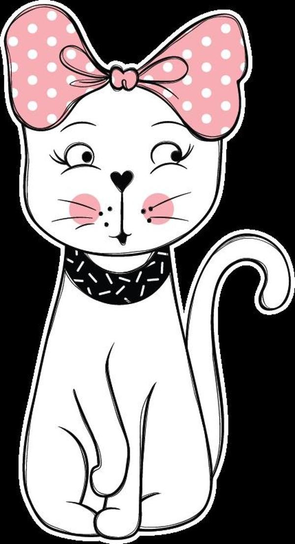 Fiyonklu Beyaz Kedi Duvar Stickerı - Image 1