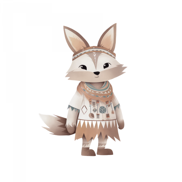 Etnik Desenli Şirin Tilki Duvar Stickerı - Image 1