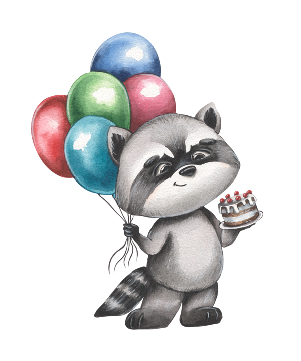 Balonlu Rakun Duvar Stickerı - Image 1