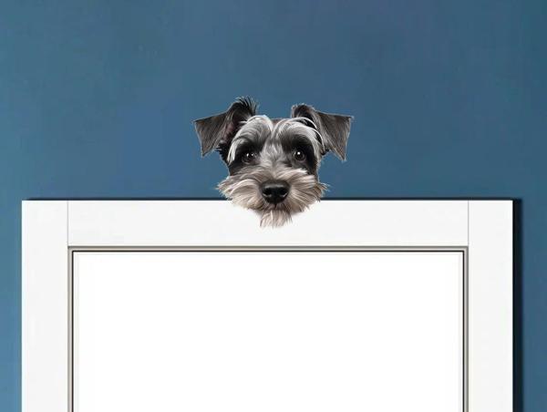 Gri Siyah Schnauzer Köpek Kafası Duvar Sticker'ı - Image 1