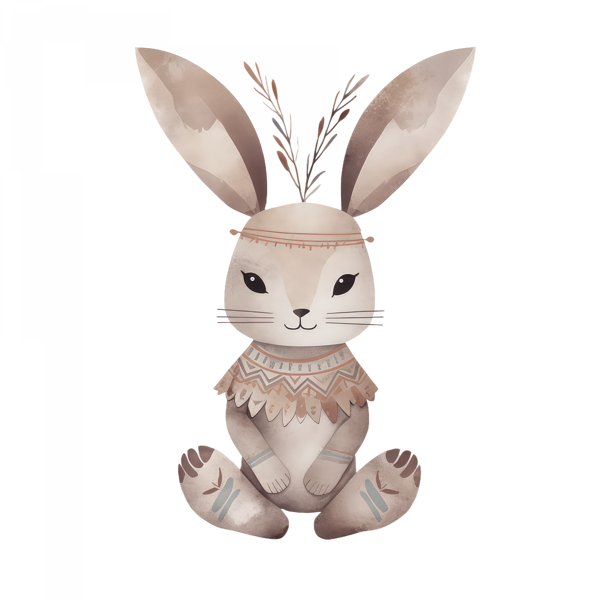 Etnik Desenli Uzun Kulaklı Tavşan Duvar Stickerı - Image 1