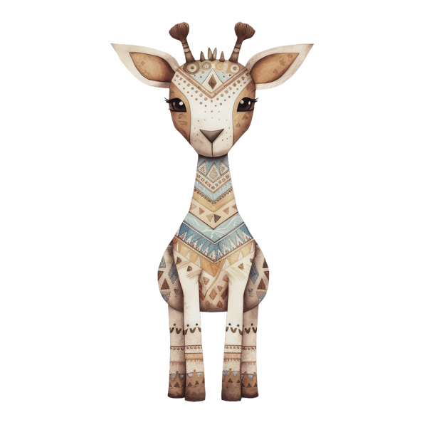 Etnik Desenli Zarif Zürafa Duvar Stickerı - Image 1