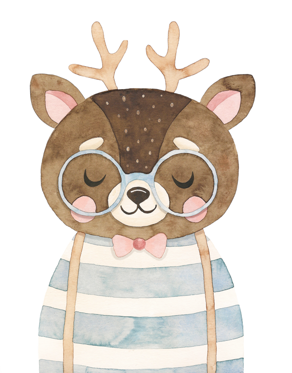 Gözlüklü Geyik Duvar Stickerı - Image 1