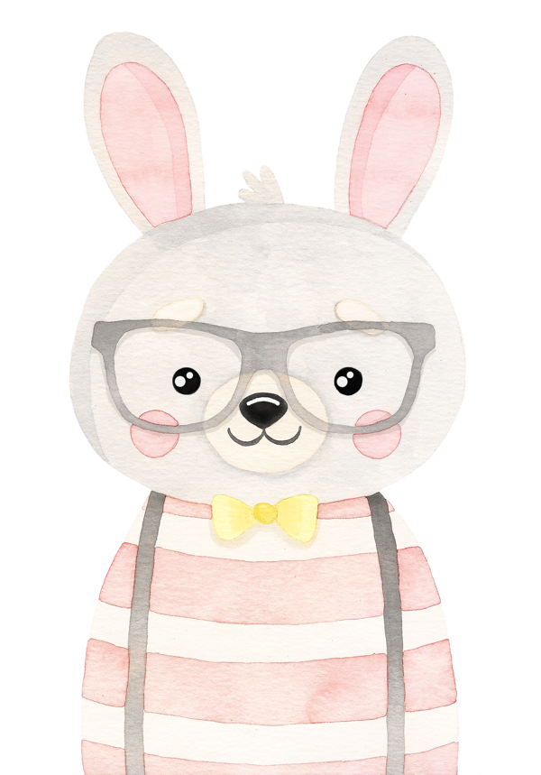 Gözlüklü Tavşan Duvar Stickerı - Image 1