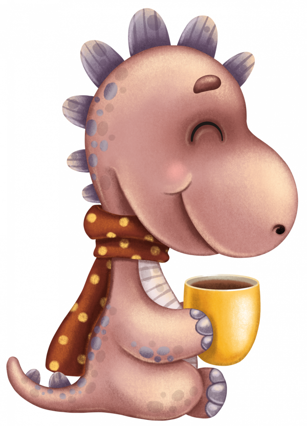 Kahve İçen Dinozor Duvar Stickerı - Image 1