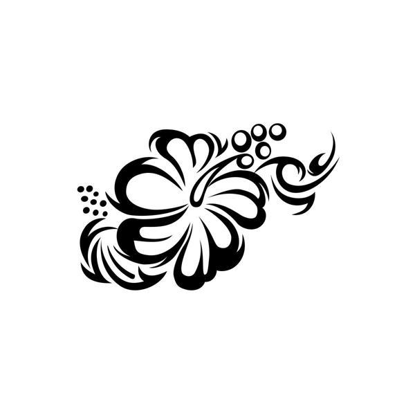 Hibiskus Çiçeği Sticker 17x17 Cm Siyah - Image 1