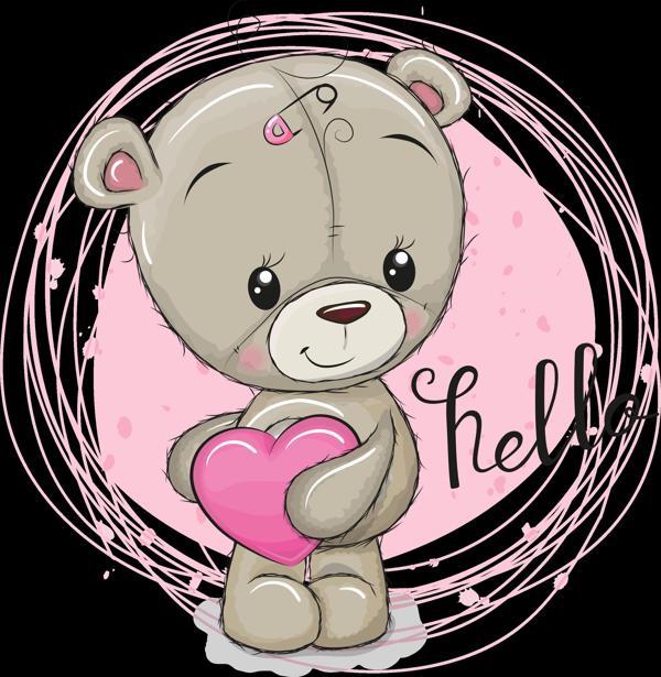 Kalpli "Hello" Ayıcık Duvar Stickerı - Image 1