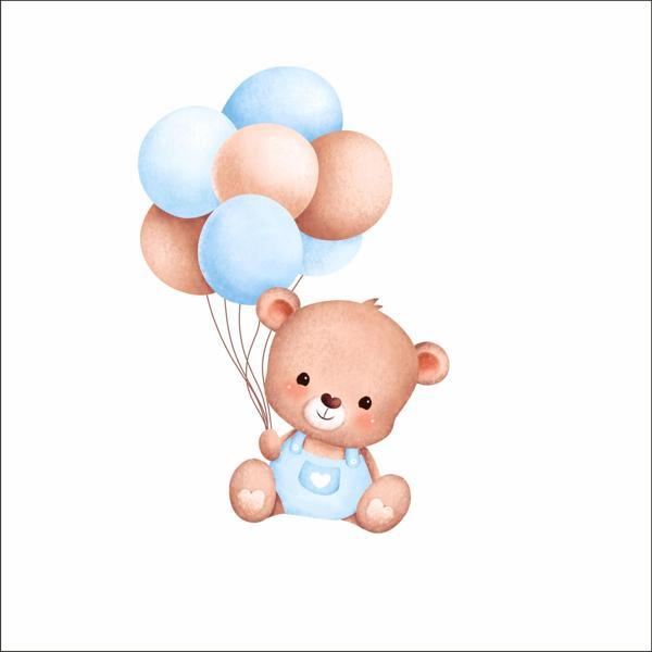 Balon Tutan Sevimli Ayıcık Duvar Stickerı - Image 1