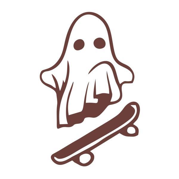 Kayak Yapan Hayalet Sticker 17x17 Cm Kahverengi - Image 1