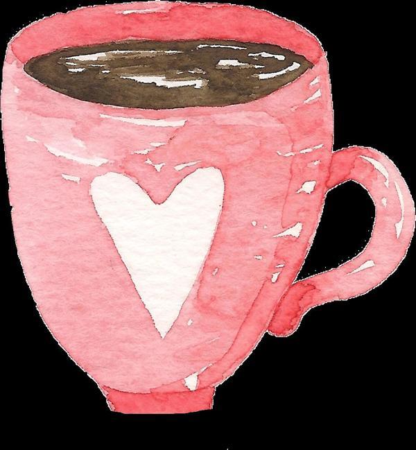 Kalpli Pembe Kahve Fincanı Duvar Stickerı - Image 1