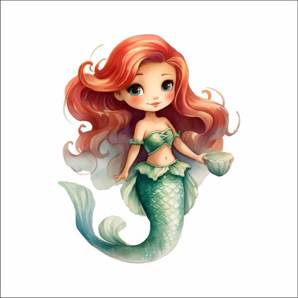 Kızıl Saçlı Denizkızı Duvar Stickerı - Image 1