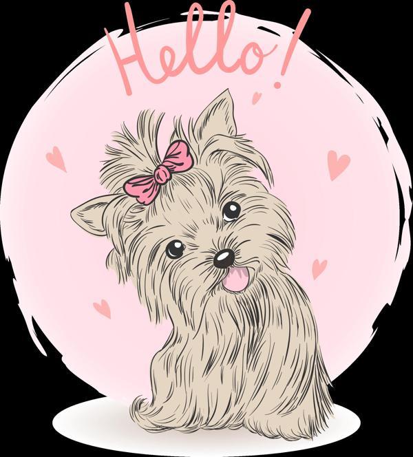 Hello! Yazılı Fiyonklu Köpek Duvar Stickerı - Image 1